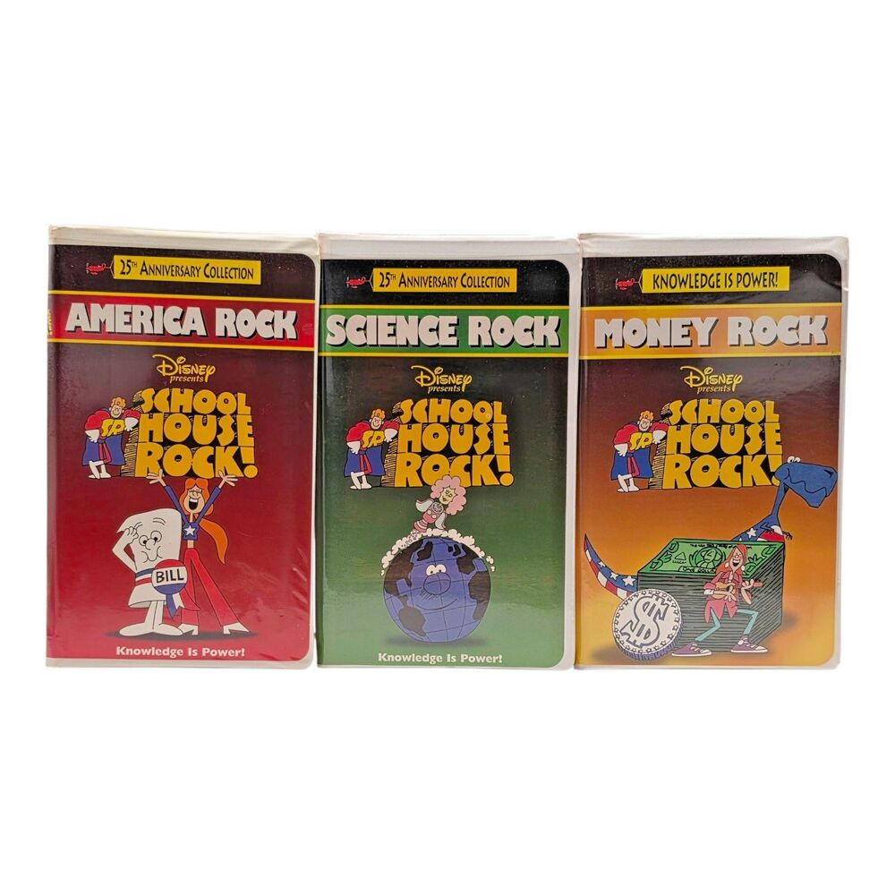 Disney Schoolhouse Rock! 3 VHS Lot 25th Anniversary Clamshell America Science $